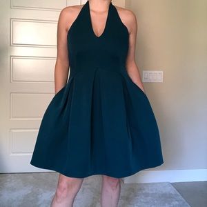 Halston Heritage Green Halter Neck Cocktail Dress